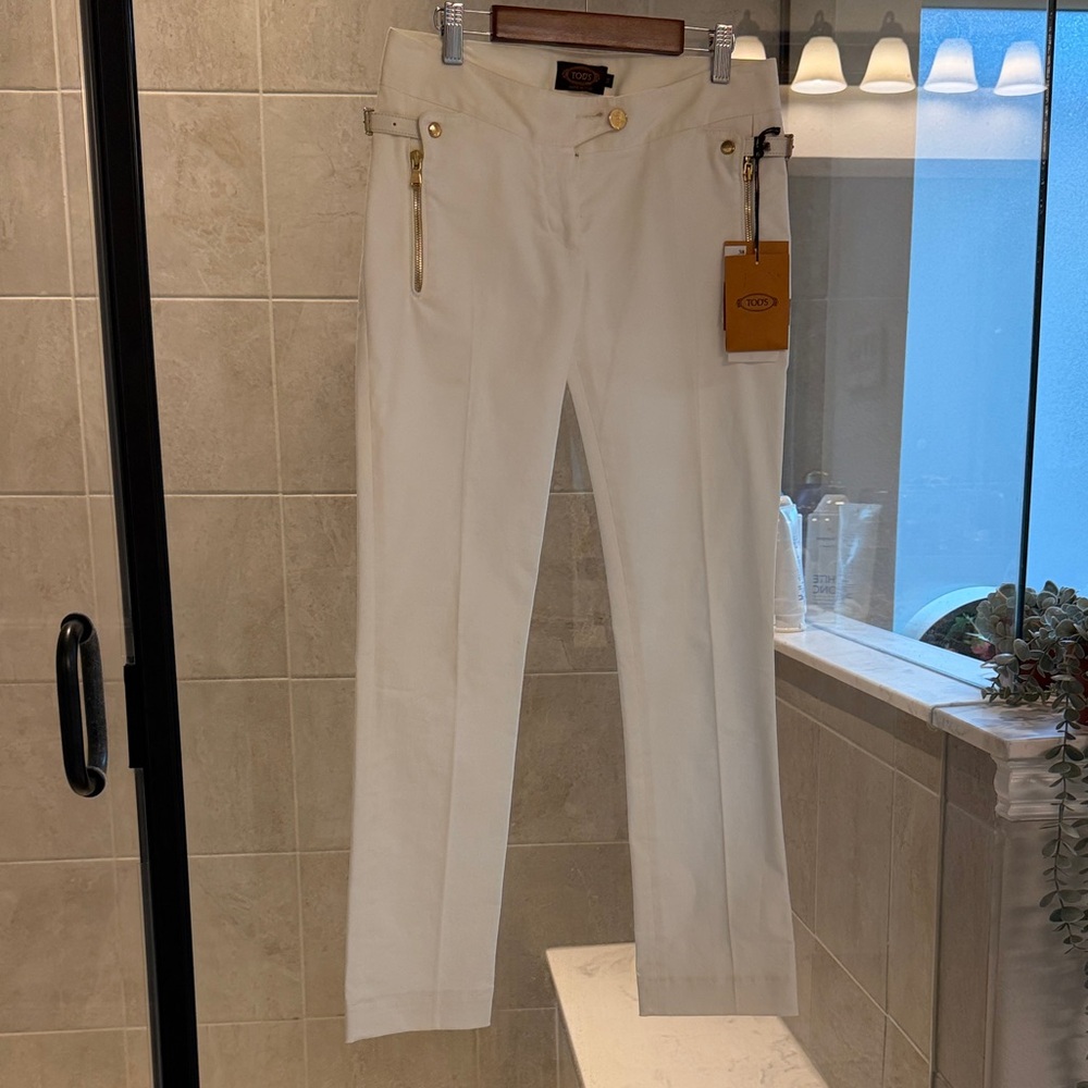 Tod's Women's Straight Leg Jeans in White